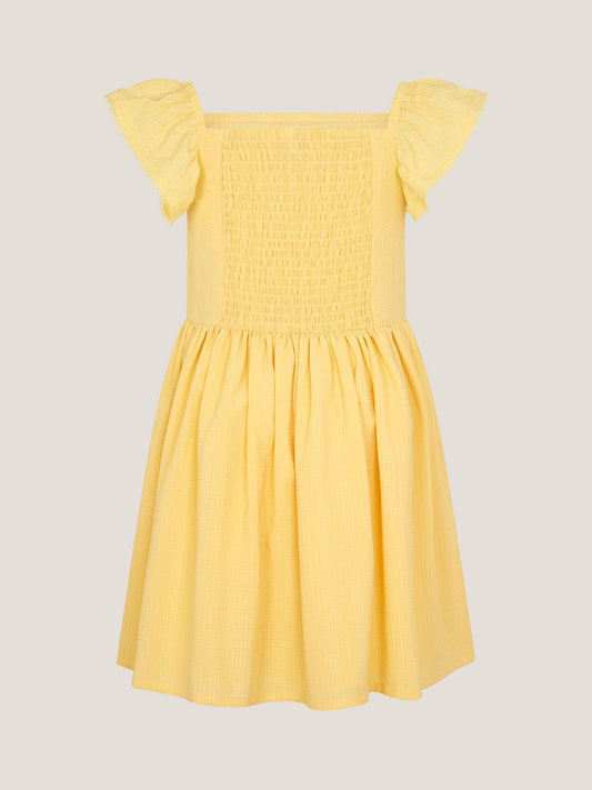 Monsoon Yellow Stripe Shirred Lace Trim Dress image 1