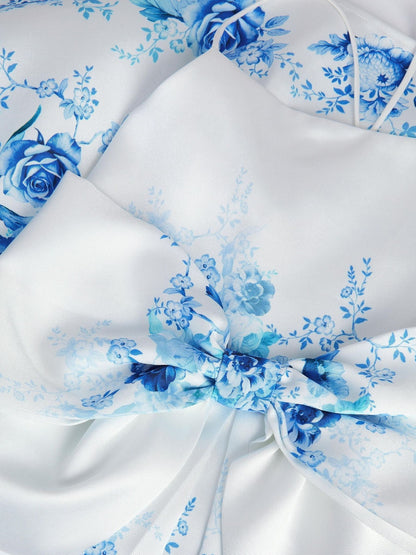 Monsoon Blue Rose Print Bow Party Dress image 4