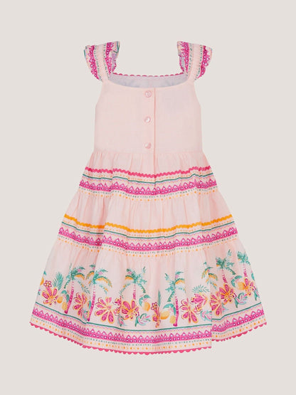 Monsoon Pink Baby Tina Tropical Toucan Tier Dress image 2