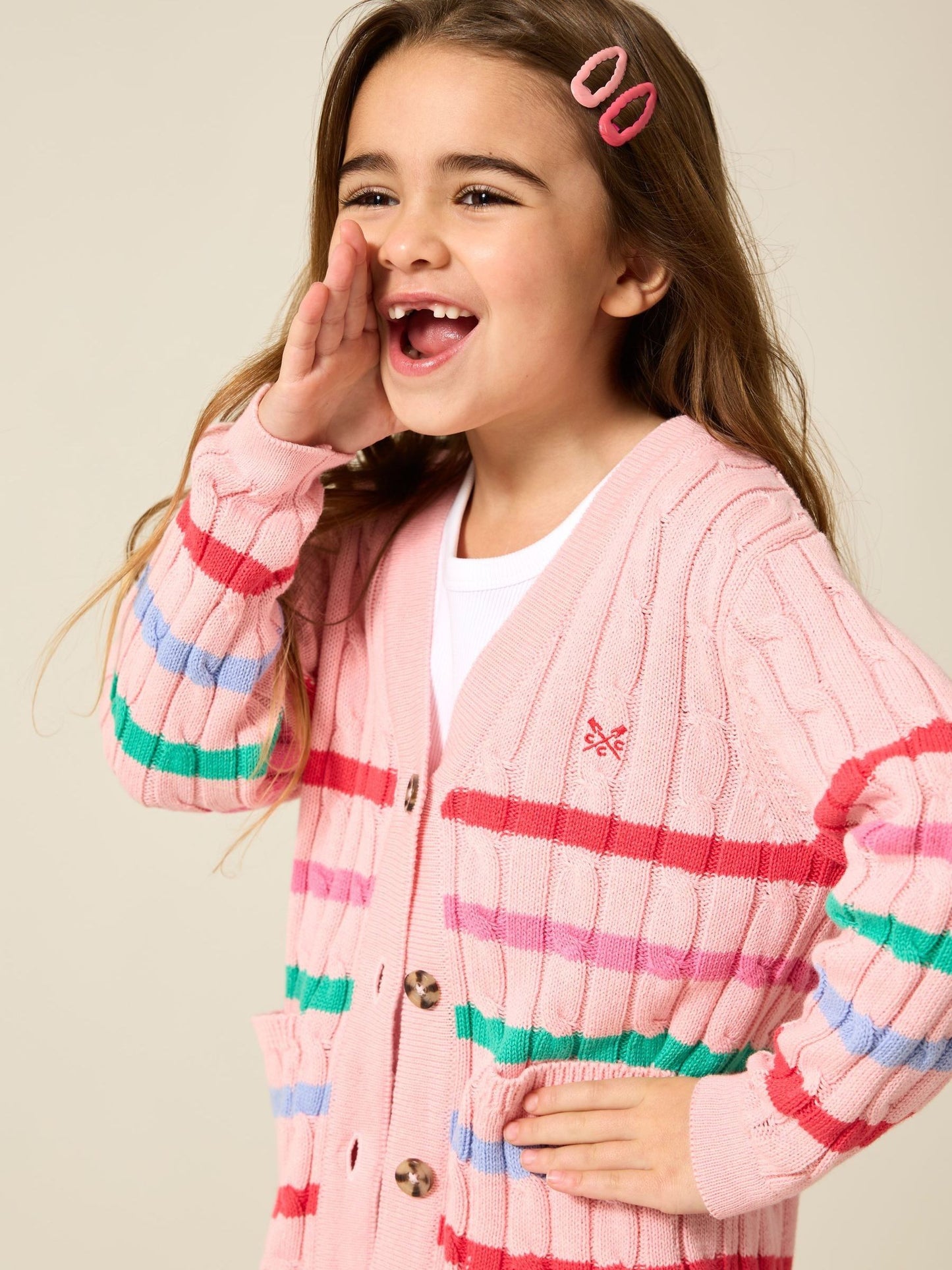 Dsiney Kidz - Crew Clothing Pink Cable Cricket Cardigan image 1