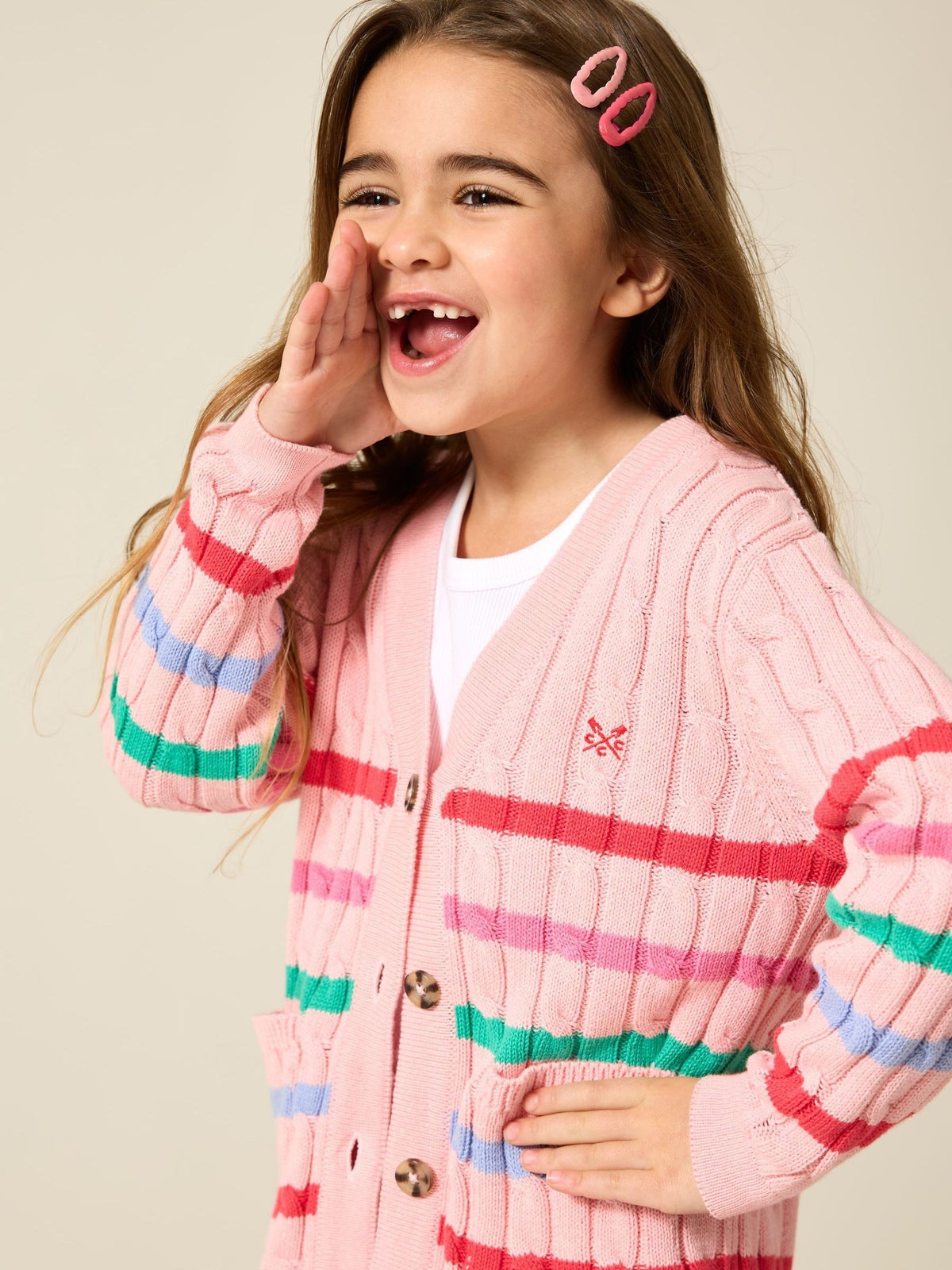 Dsiney Kidz - Crew Clothing Pink Cable Cricket Cardigan image 1