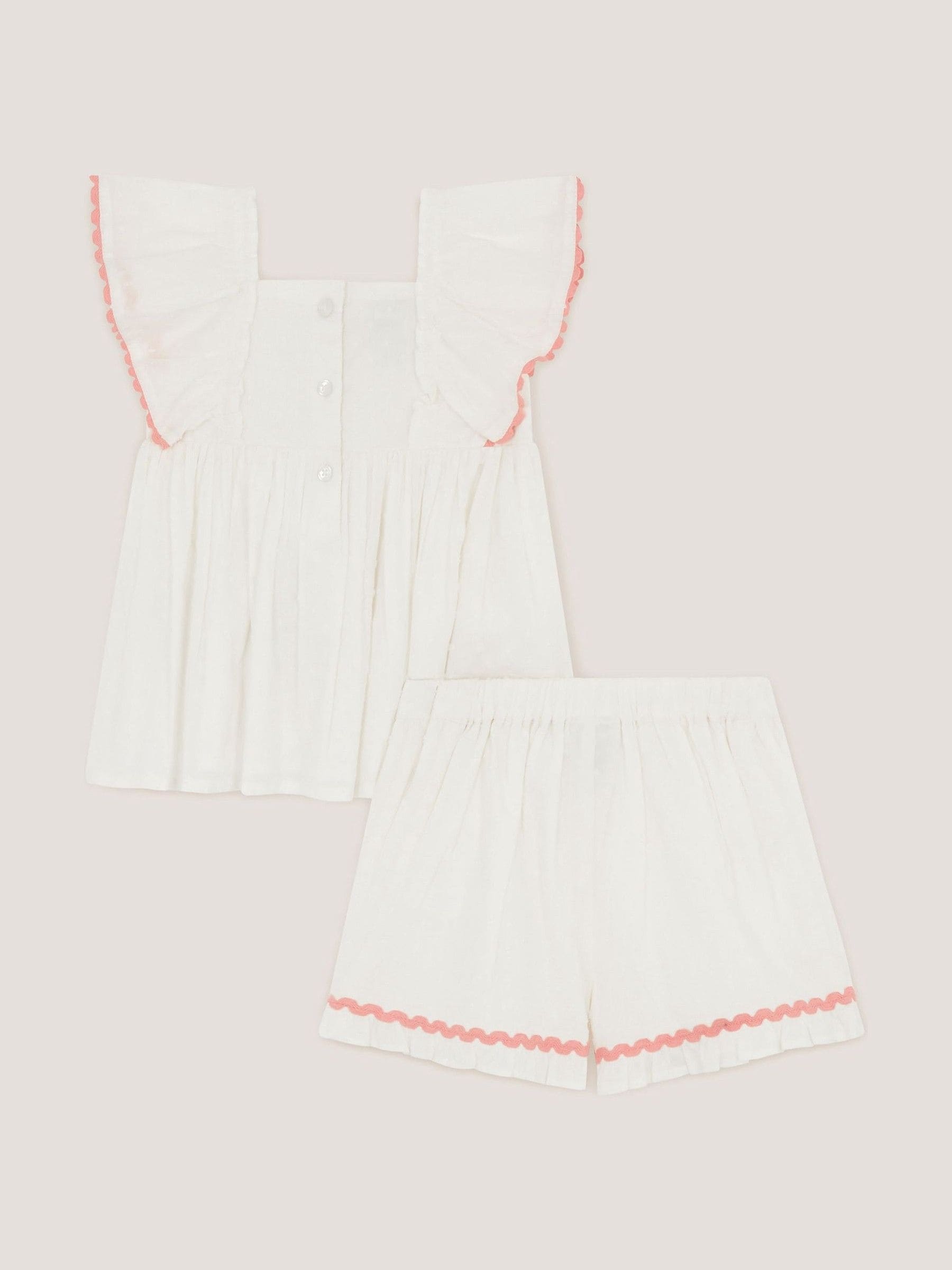 Monsoon Cream Baby Mermaid Embroidered Top & Shorts image 3