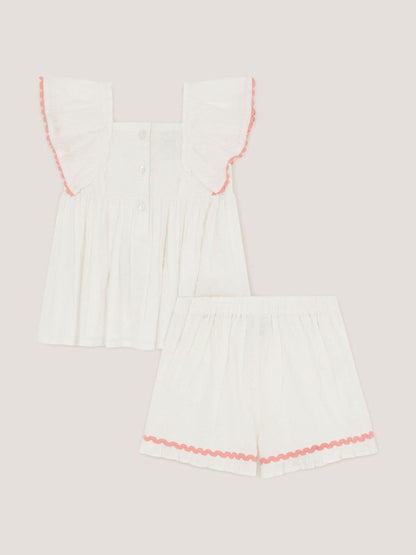 Monsoon Cream Baby Mermaid Embroidered Top & Shorts image 3