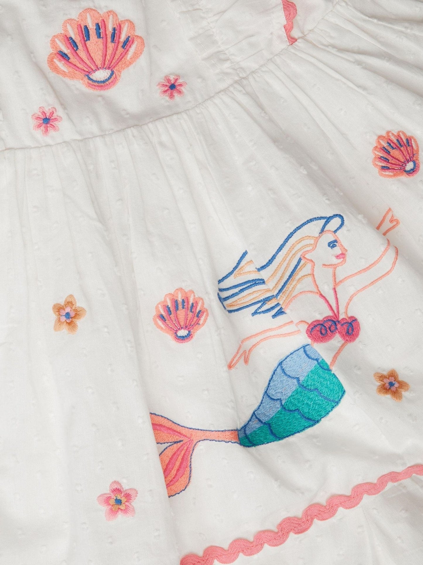 Monsoon Cream Baby Mermaid Embroidered Top & Shorts image 4