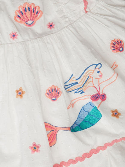 Monsoon Cream Baby Mermaid Embroidered Top & Shorts image 4
