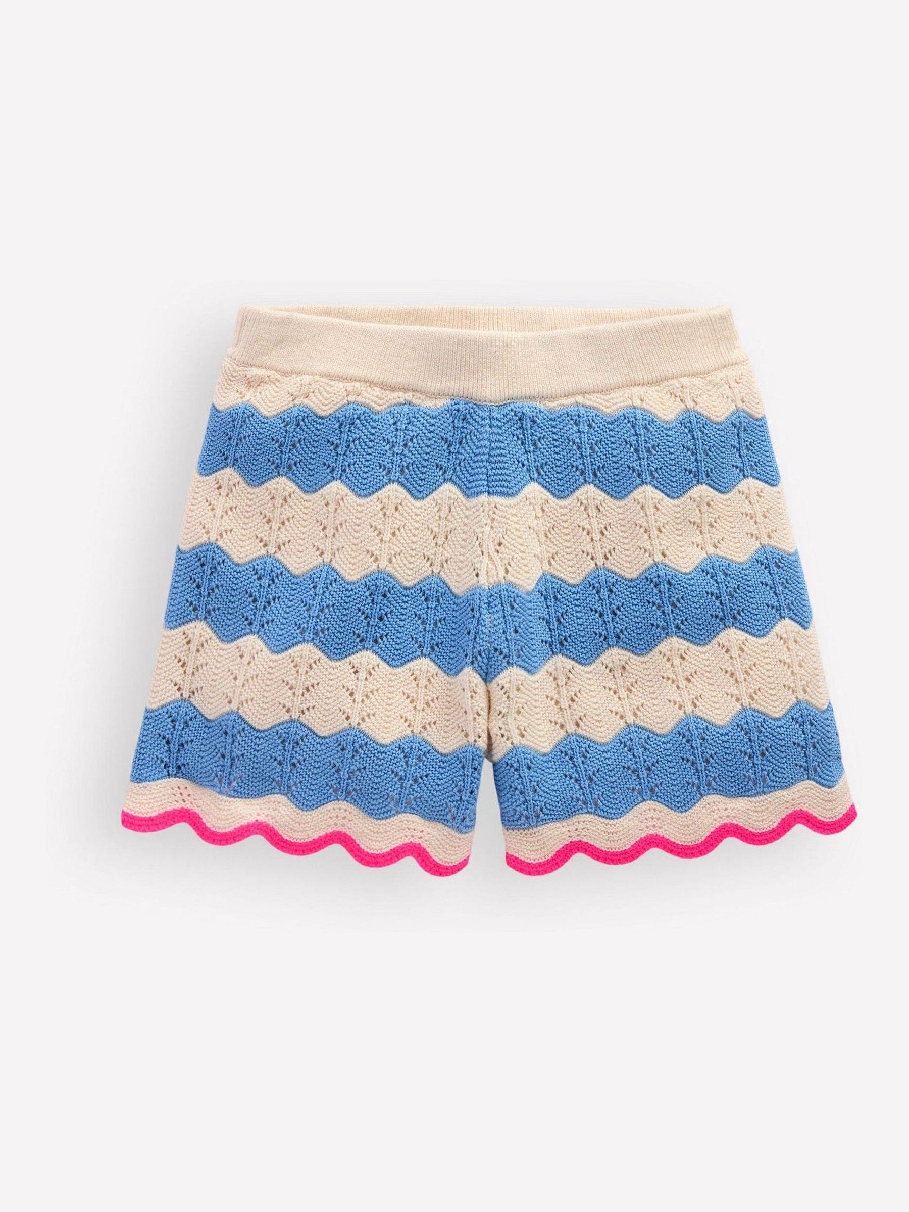 Boden Blue Pointelle Knitted Shorts image 2