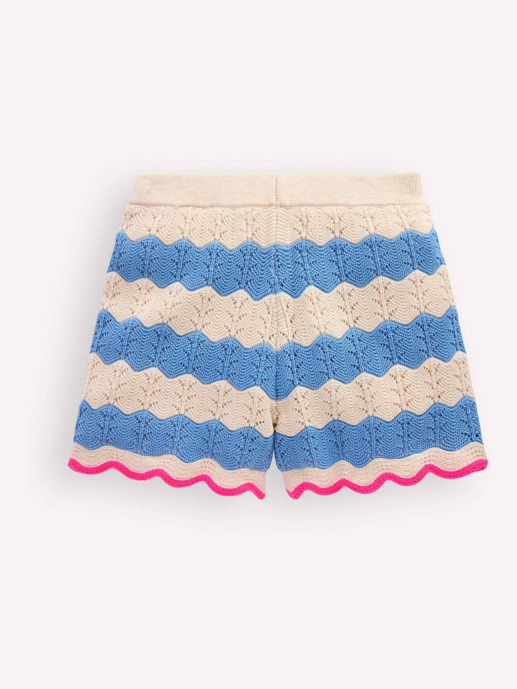 Boden Blue Pointelle Knitted Shorts image 3