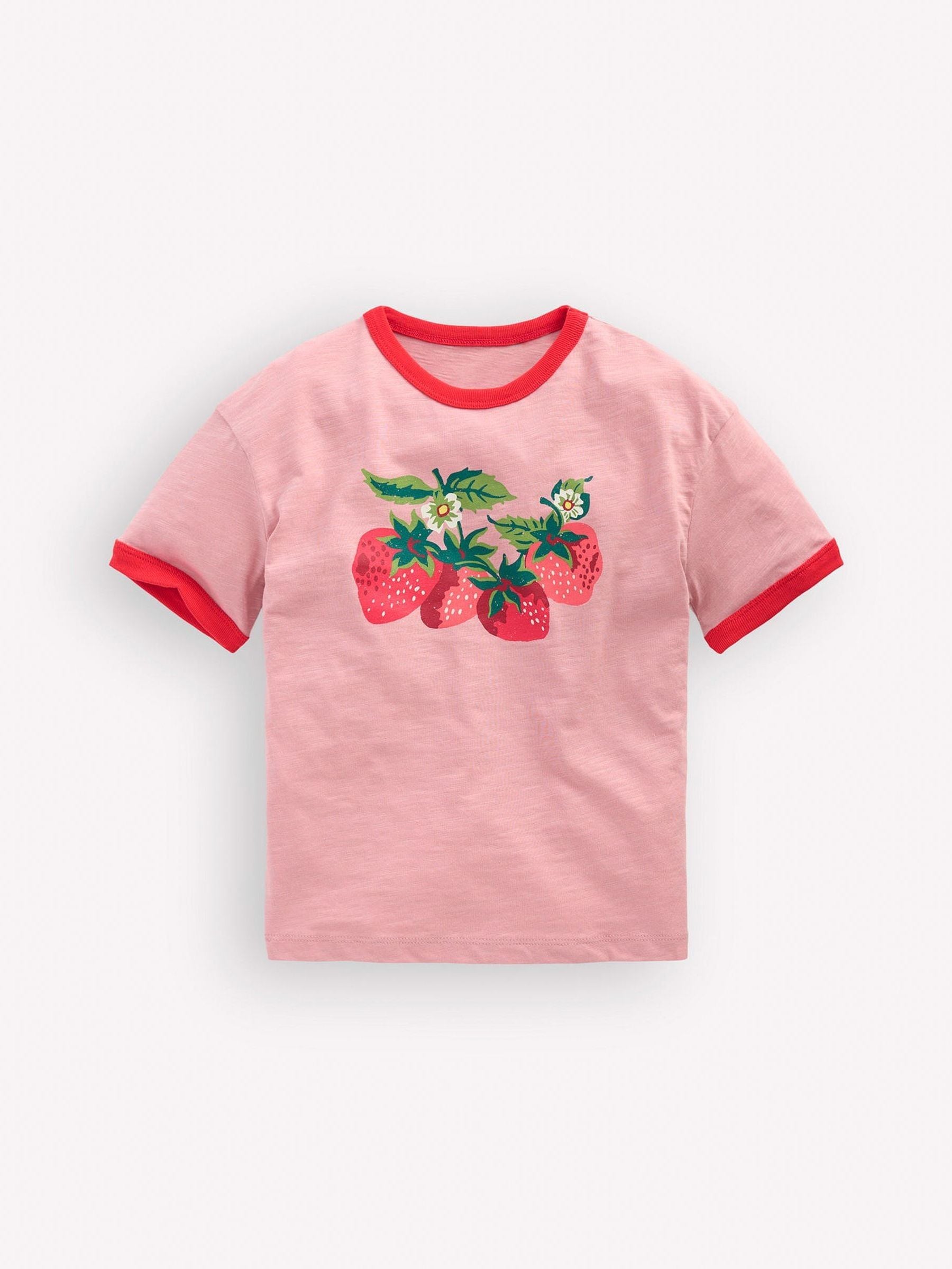 Boden Pink Printed Ringer T-shirt image 1