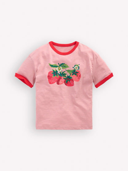 Boden Pink Printed Ringer T-shirt image 1