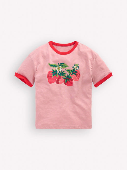 Boden Pink Printed Ringer T-shirt image 1