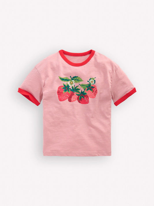 Boden Pink Printed Ringer T-shirt image 1