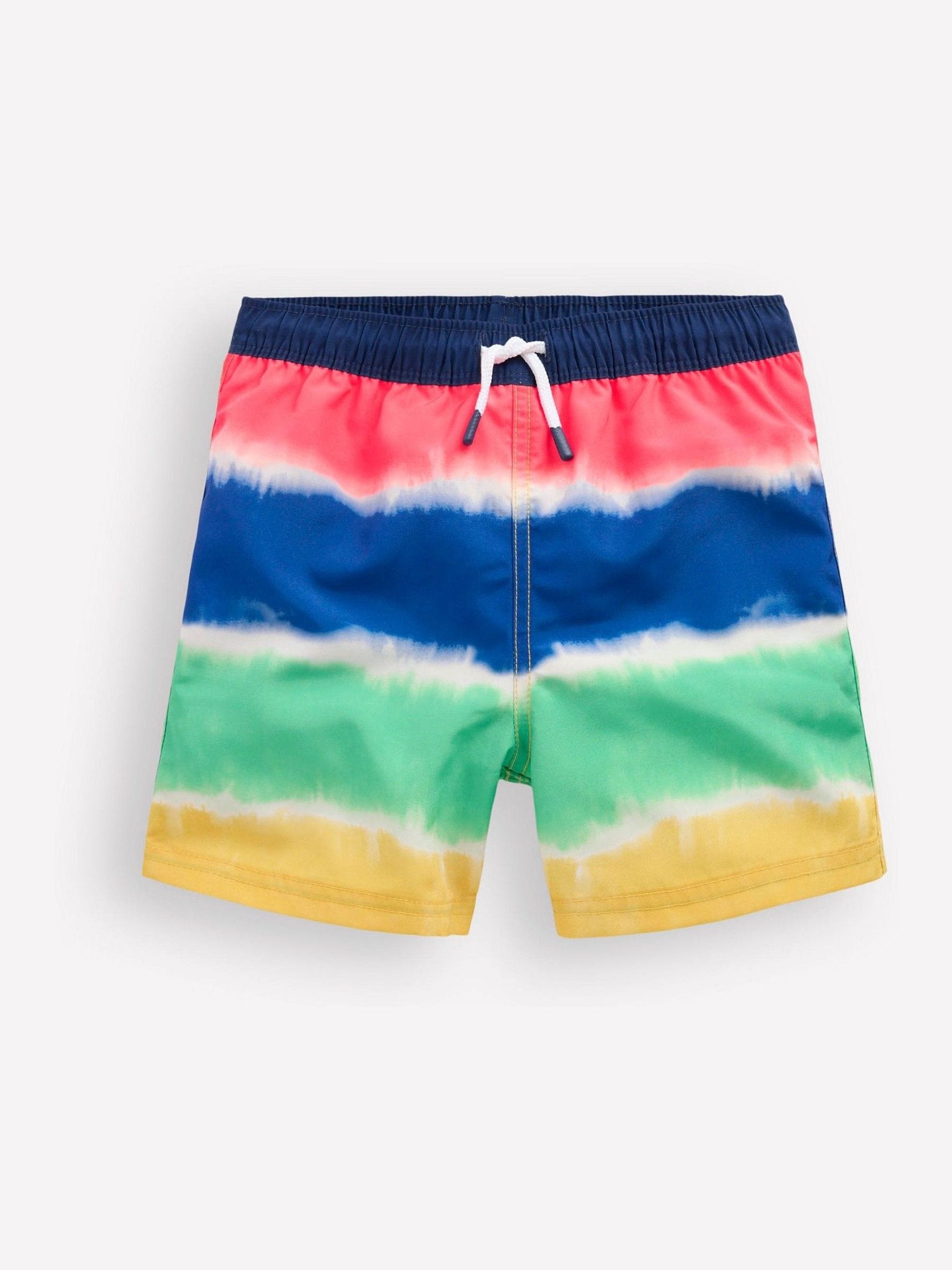Boden Blue Rainbow Tie Dye Swim Shorts image 1