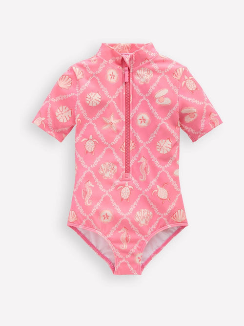 Boden Light Pink Short Sleeve Swimsuit image 1