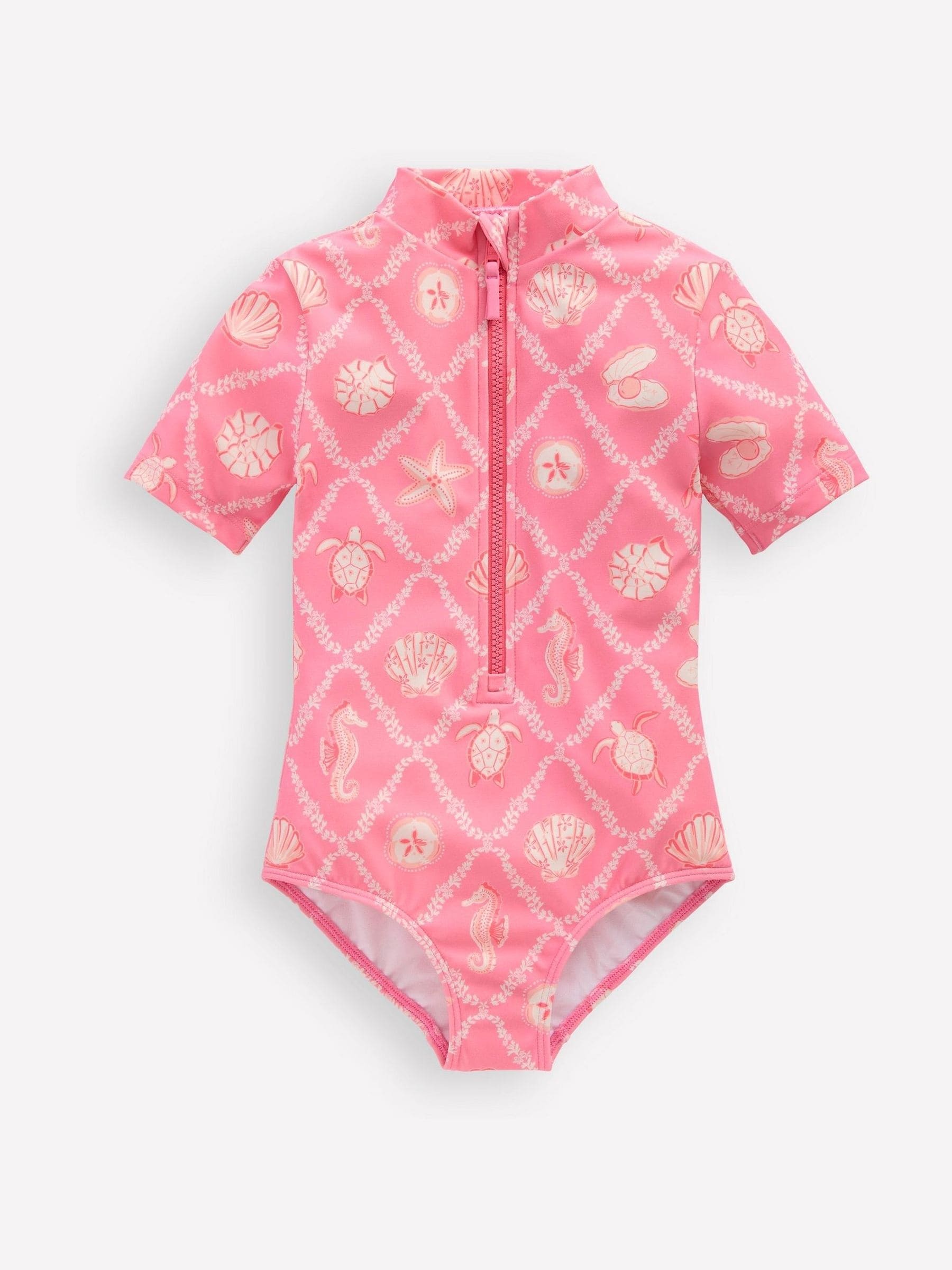 Boden Light Pink Short Sleeve Swimsuit image 1