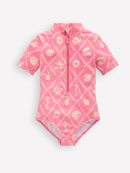 Boden Light Pink Short Sleeve Swimsuit image 1