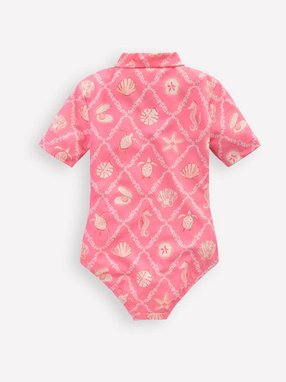 Boden Light Pink Short Sleeve Swimsuit image 2