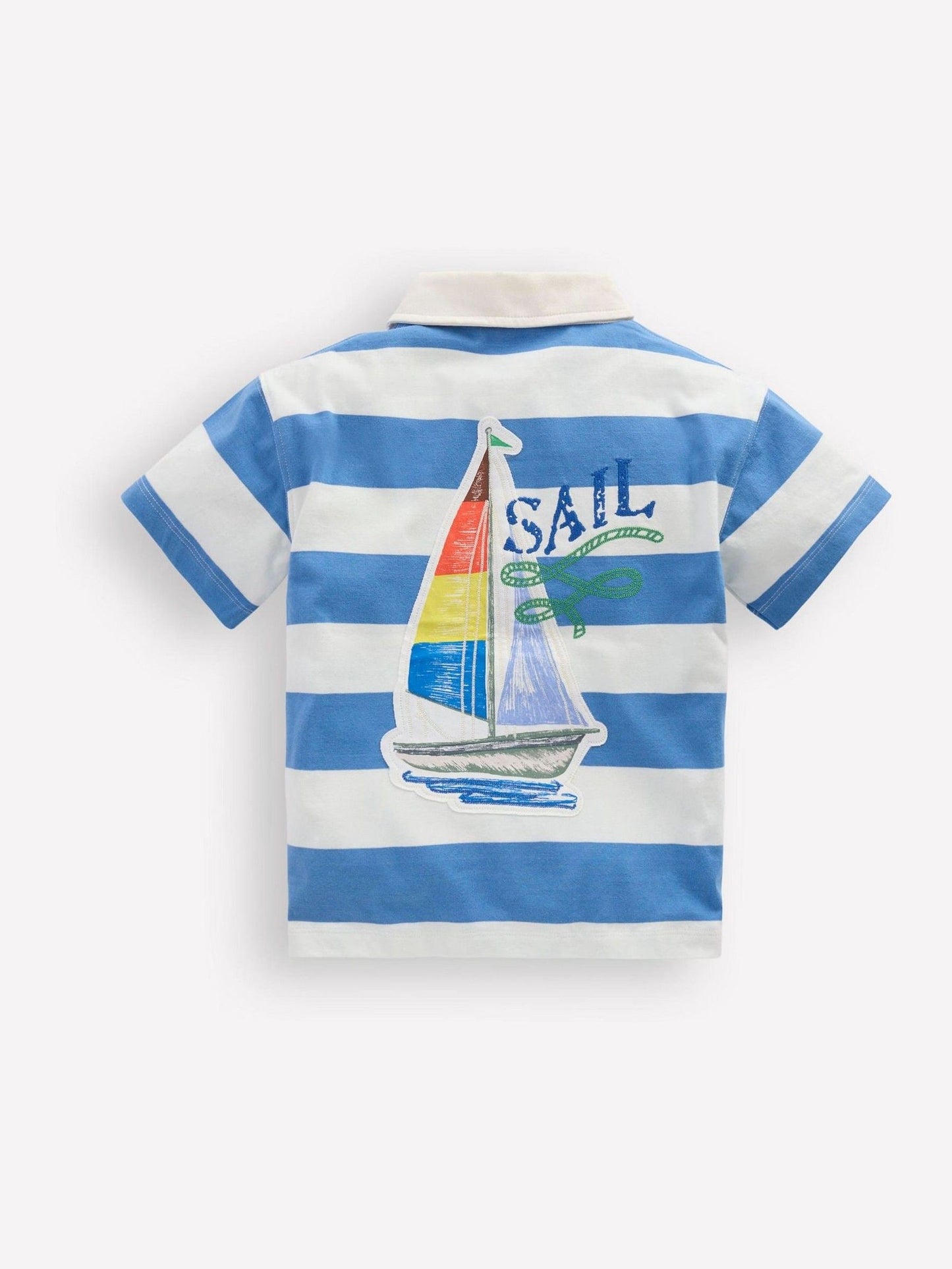 Dsiney Kidz - Boden Blue Relaxed Appliqué Polo Shirt image 2
