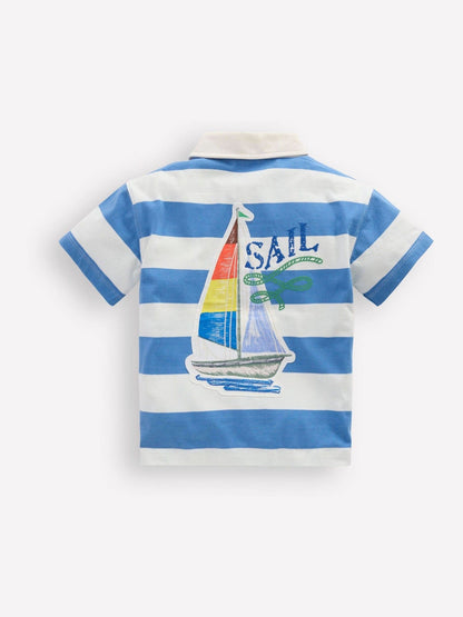Dsiney Kidz - Boden Blue Relaxed Appliqué Polo Shirt image 2