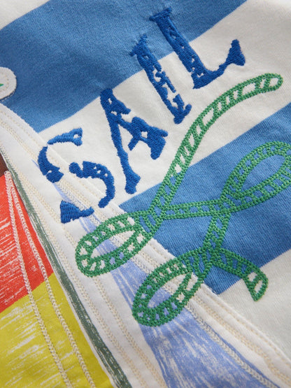 Dsiney Kidz - Boden Blue Relaxed Appliqué Polo Shirt image 3