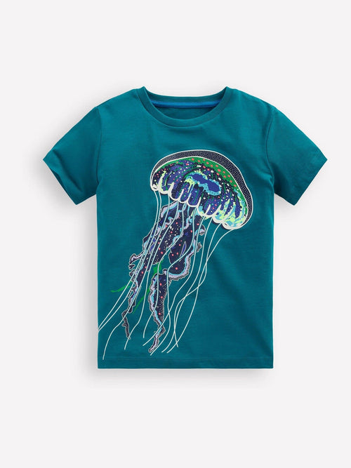 Boden Ocean Blue Depths Jelly Fish Glow-in-the-Dark T-Shirt image 1