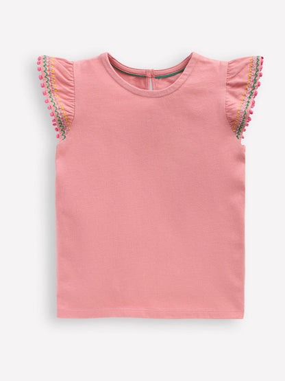 Boden Pink Flutter Sleeve Trim Top image 1
