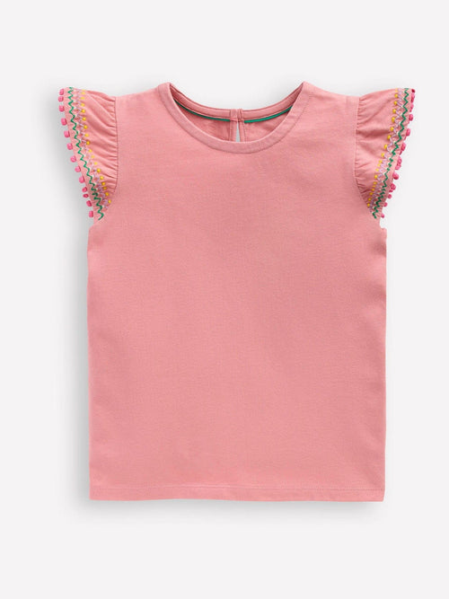Boden Pink Flutter Sleeve Trim Top image 1