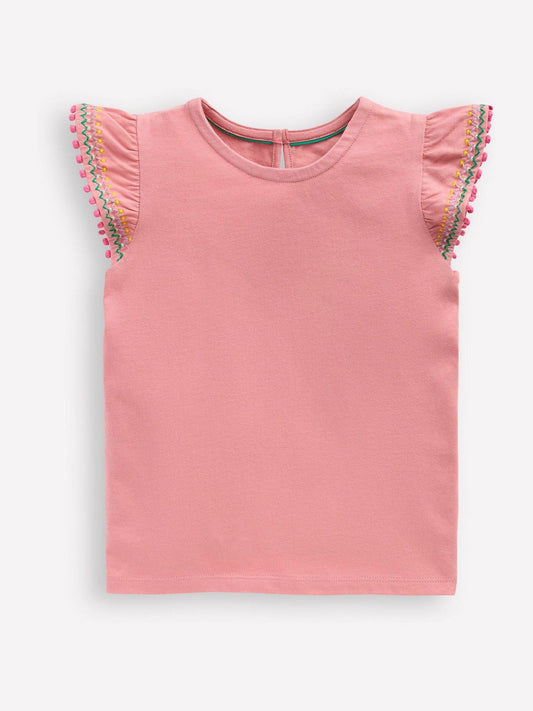 Boden Pink Flutter Sleeve Trim Top image 1