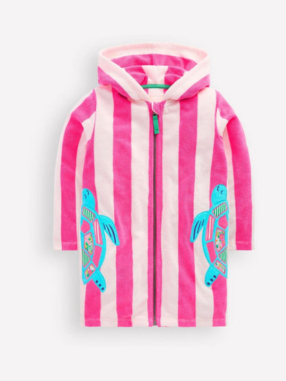 Boden Pink Fun Romie Towelling Zip-Up Cover-Up image 1
