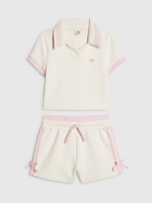 Dsiney Kidz - River Island Cream Clean Polo Shirt & Short Set image 1