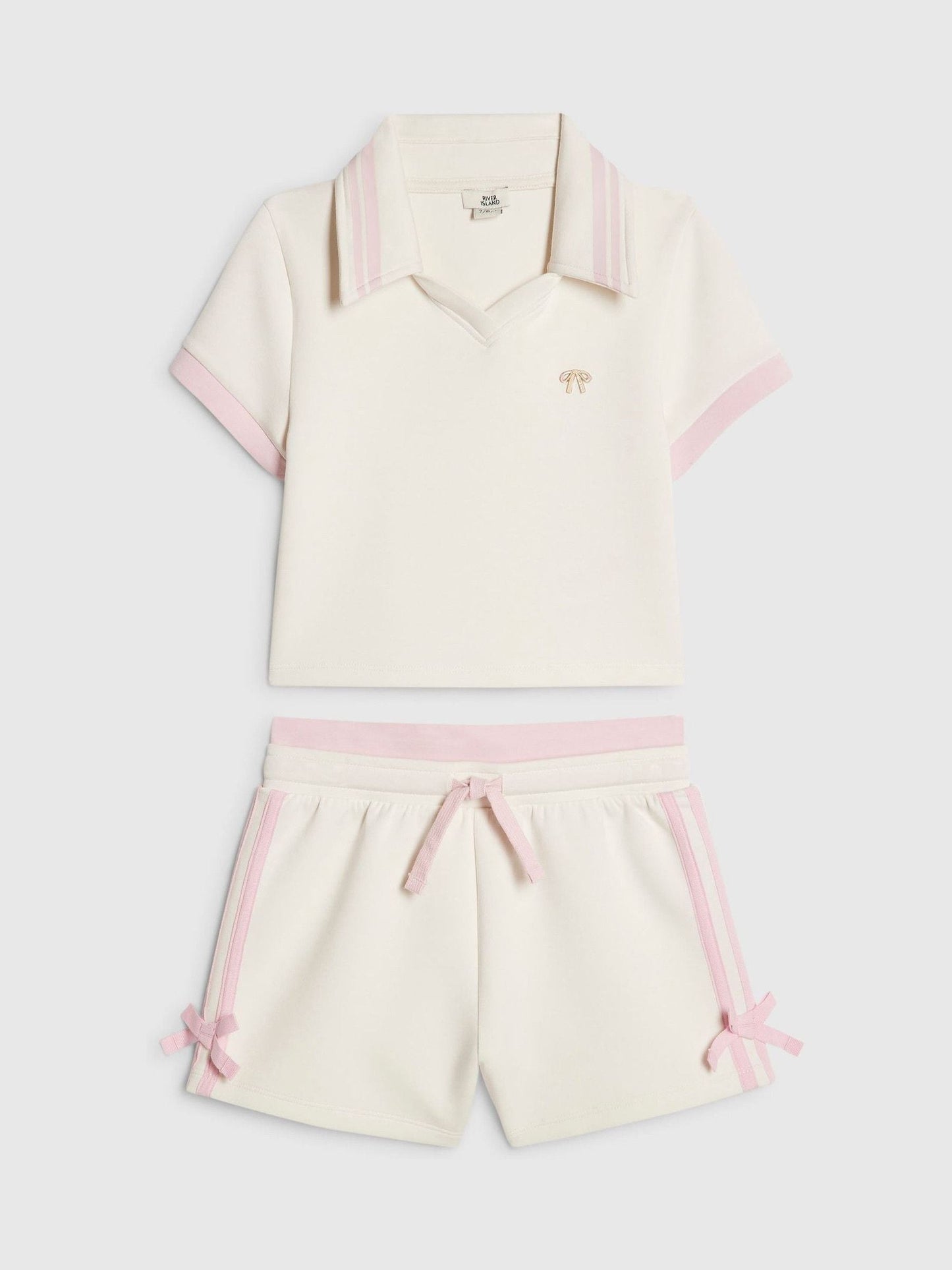 Dsiney Kidz - River Island Cream Clean Polo Shirt & Short Set image 1