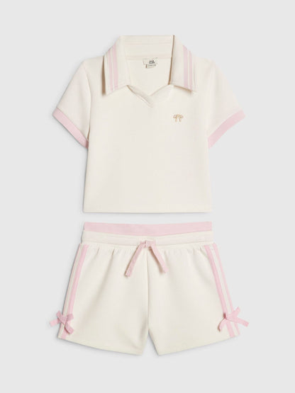 Dsiney Kidz - River Island Cream Clean Polo Shirt & Short Set image 1