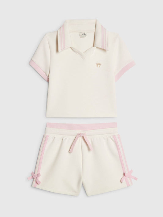 Dsiney Kidz - River Island Cream Clean Polo Shirt & Short Set image 1