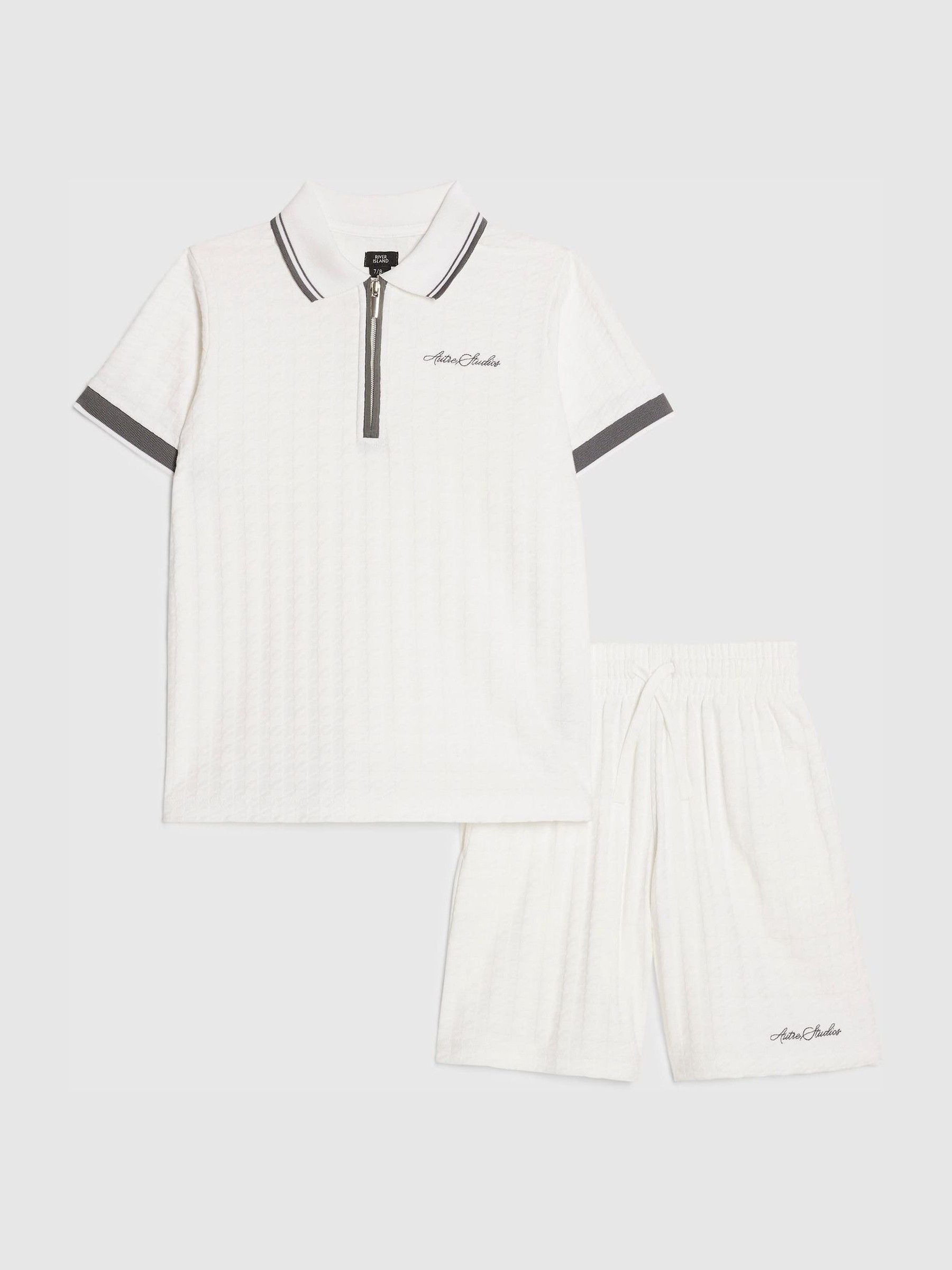 Dsiney Kidz - River Island White Slim Polo Shirt & Shorts Set image 1