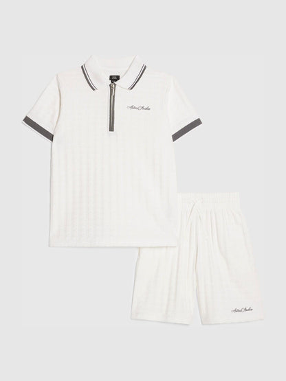 Dsiney Kidz - River Island White Slim Polo Shirt & Shorts Set image 1