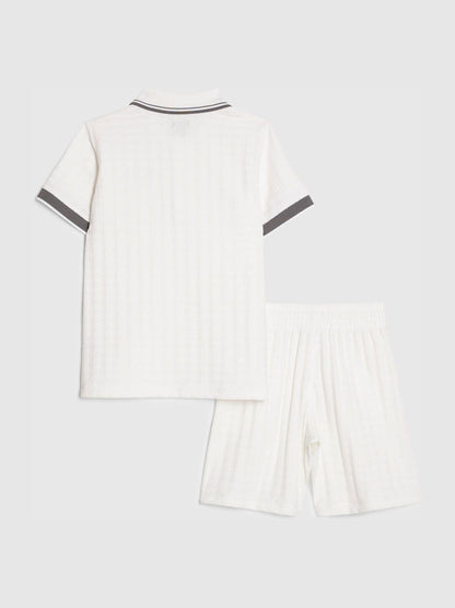 Dsiney Kidz - River Island White Slim Polo Shirt & Shorts Set image 2