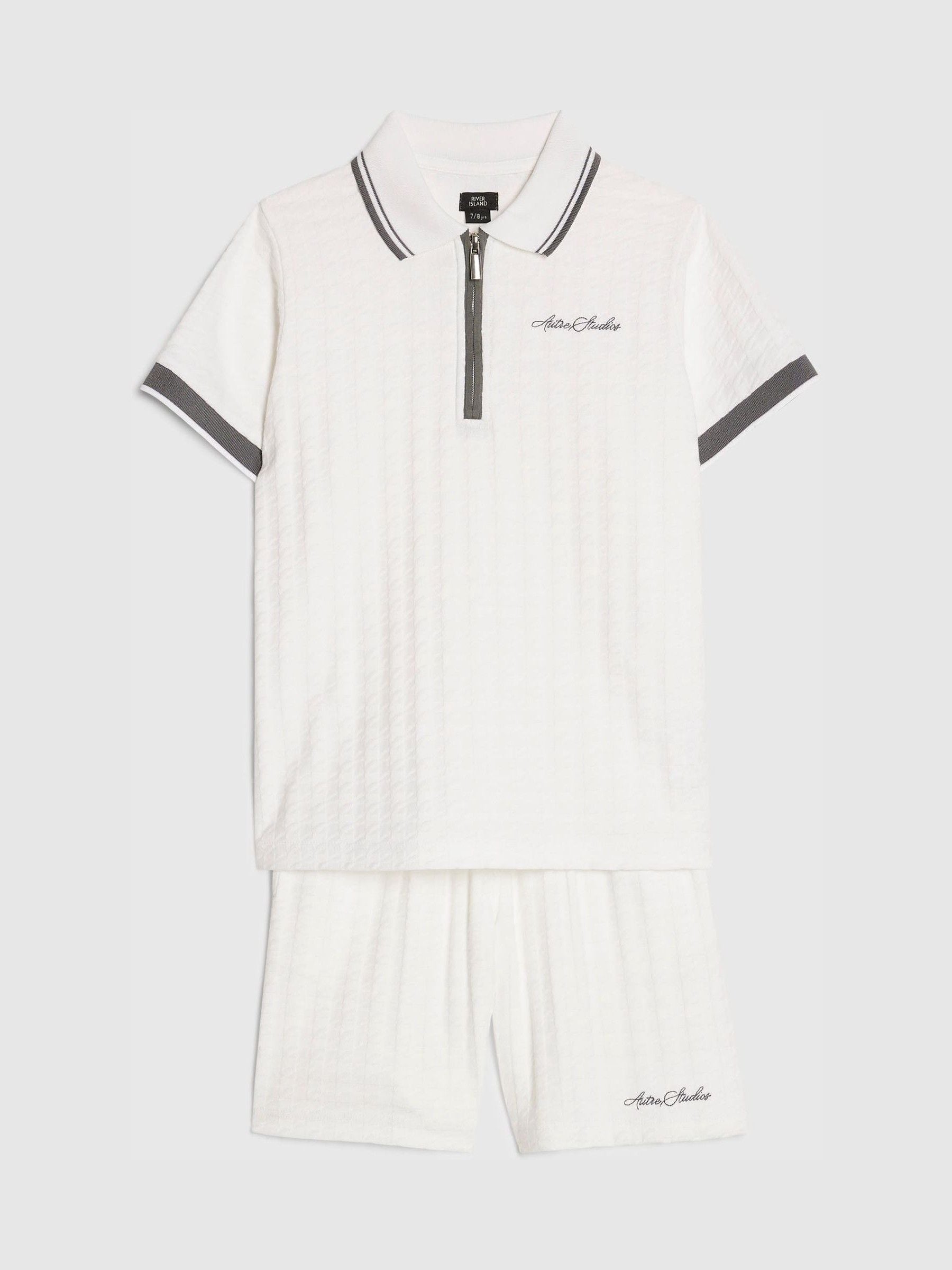 Dsiney Kidz - River Island White Slim Polo Shirt & Shorts Set image 3