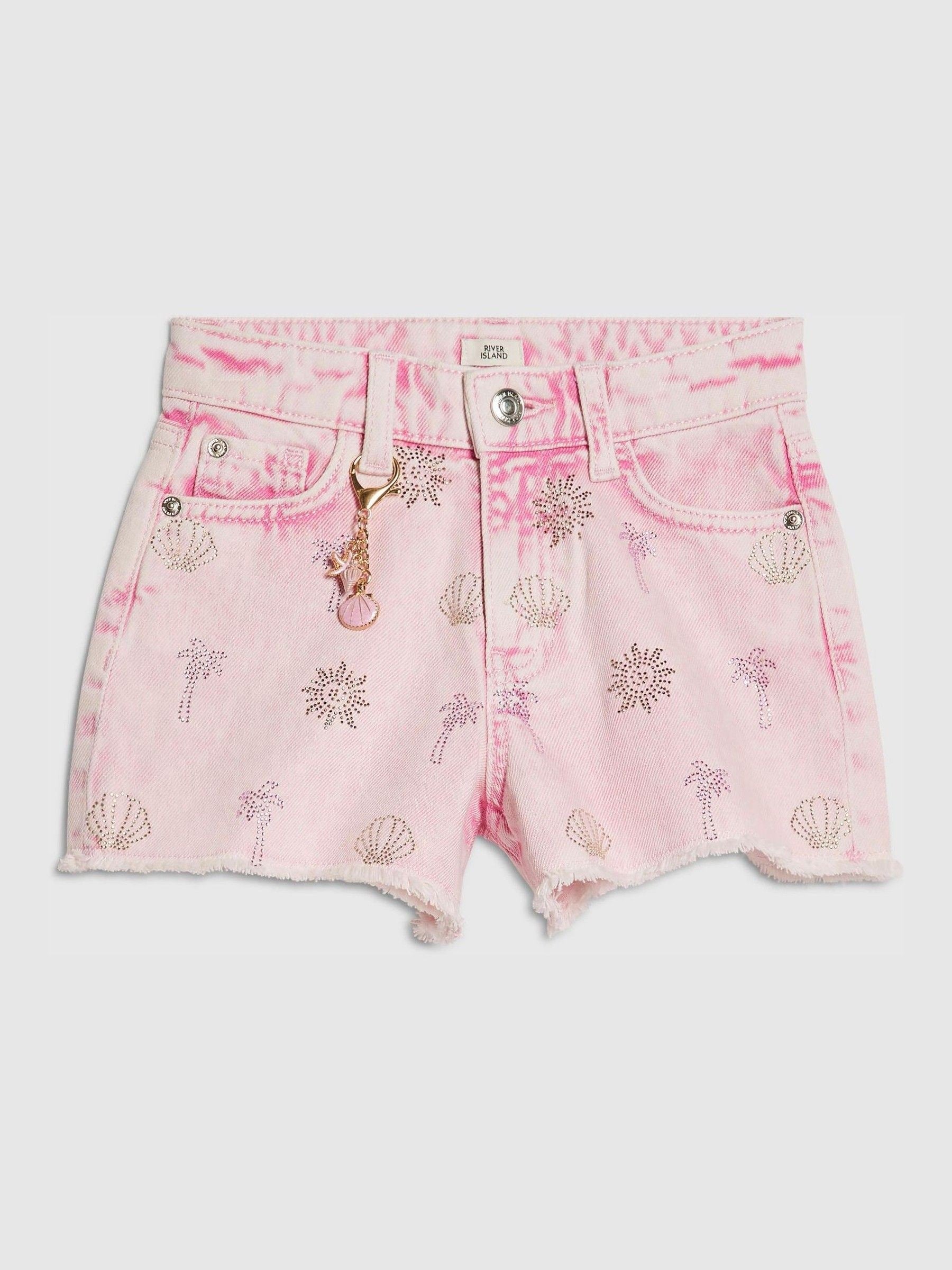Dsiney Kidz - River Island Pink Palm Tree Hotfix Shorts image 1