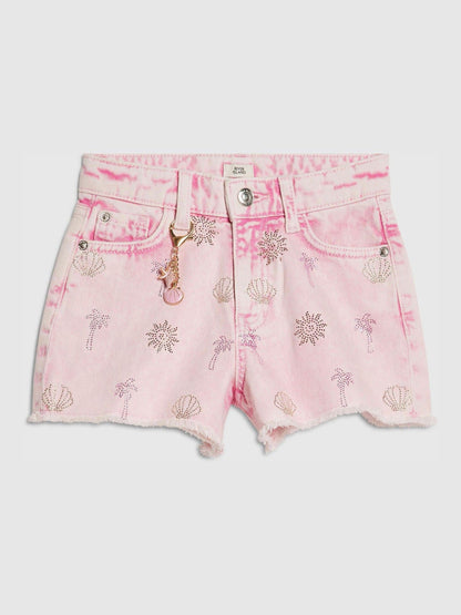 Dsiney Kidz - River Island Pink Palm Tree Hotfix Shorts image 1