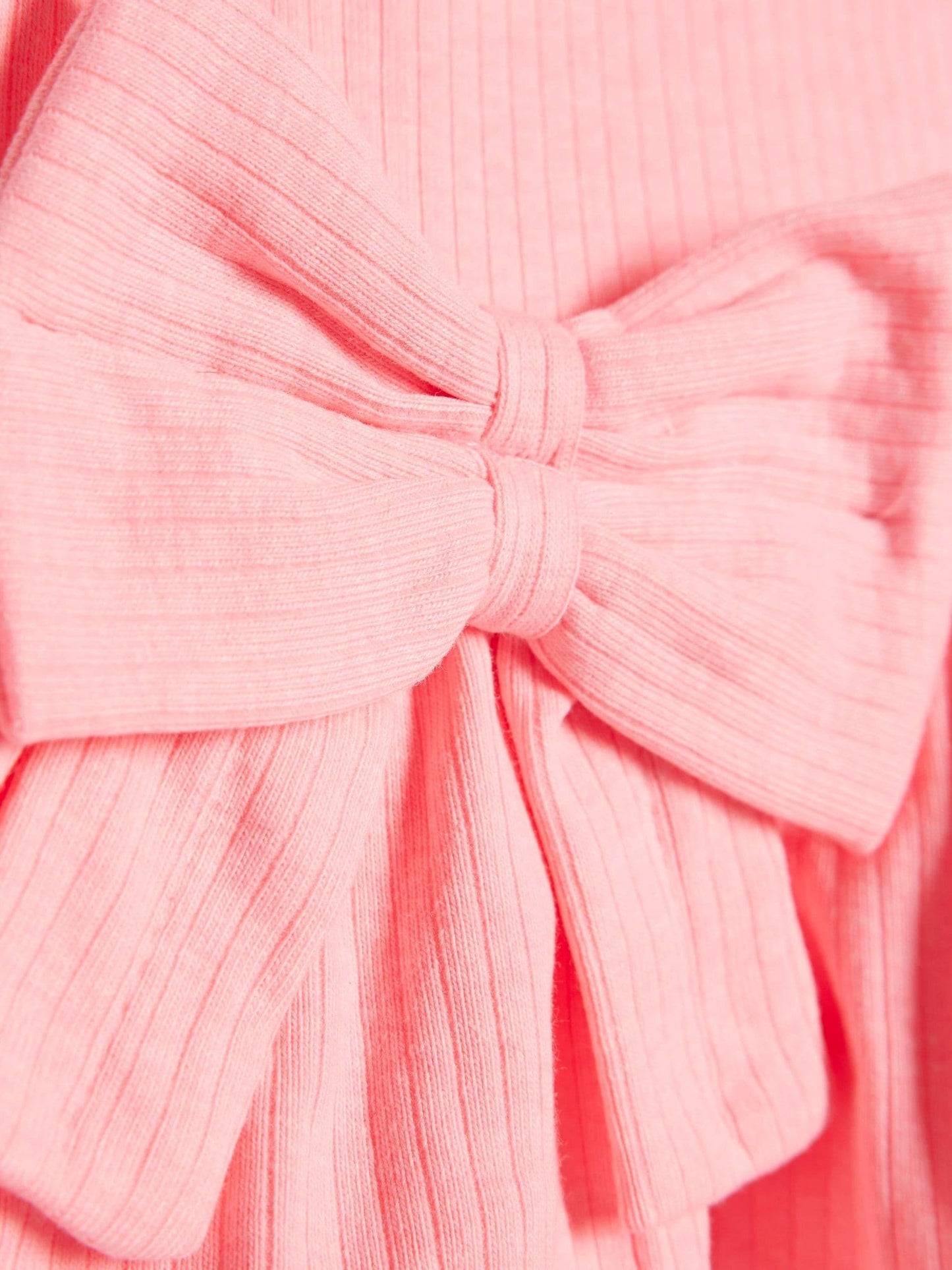 River Island Pink Peplum Bow Top & Rib Shorts Set image 5
