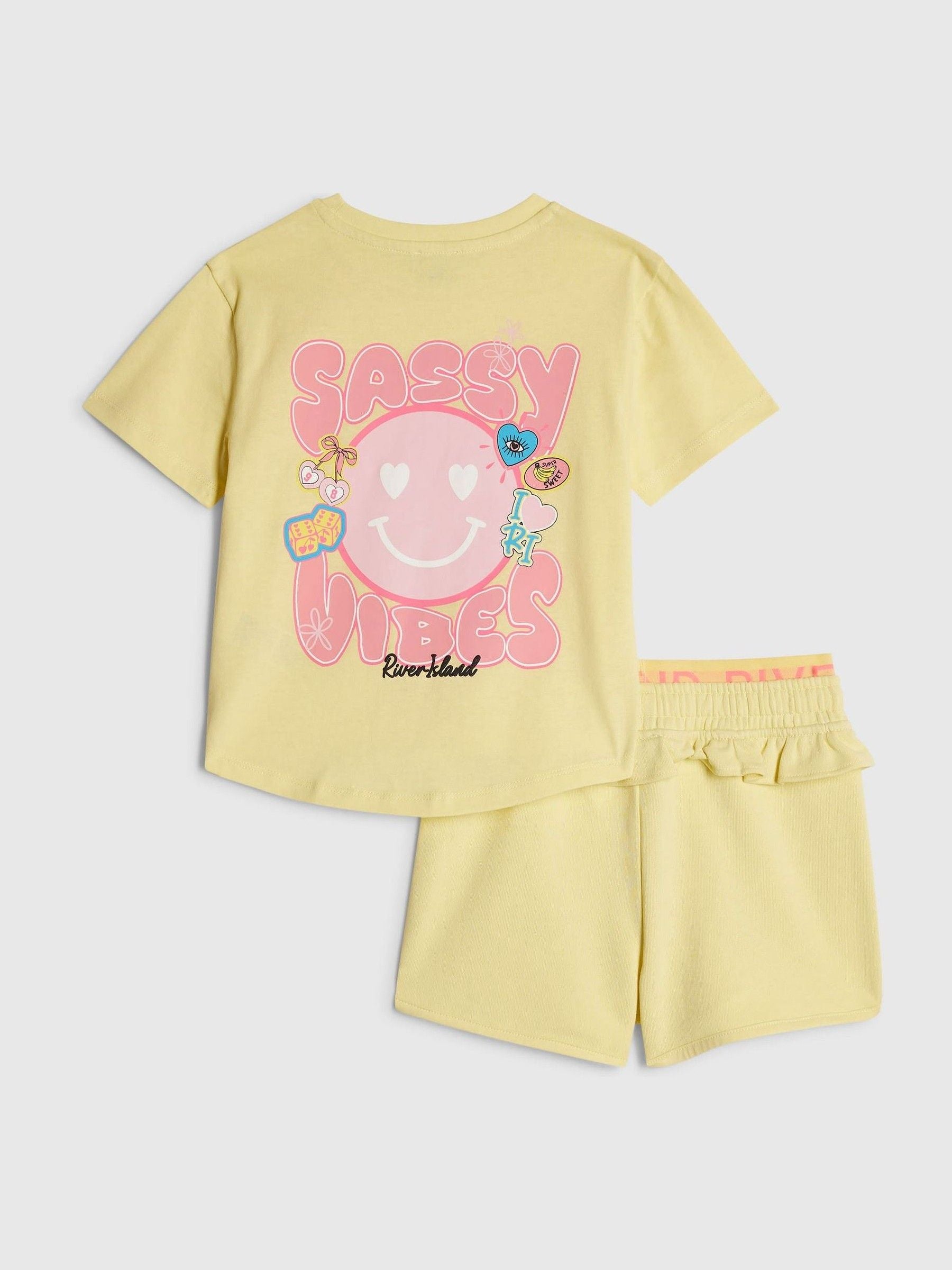 Dsiney Kidz - River Island Yellow T-Shirt & Runner Shorts Set image 1