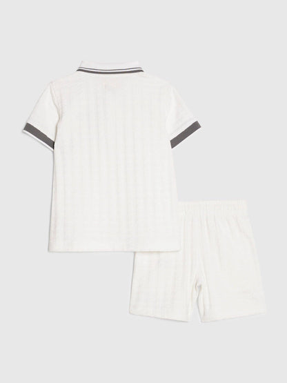 River Island White Slim Fit Polo Shirt & Shorts Set image 2