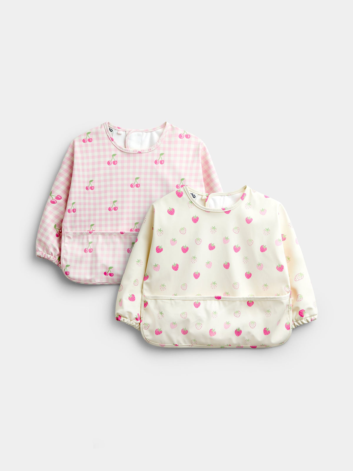JoJo Maman Bébé Pink Cherries 2-Pack Sleeve Bib Set - image 1