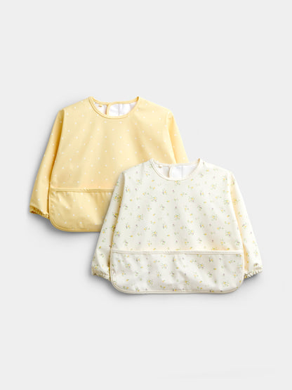 JoJo Maman Bébé Yellow Florals 2-Pack Sleeve Bib Set - image 1