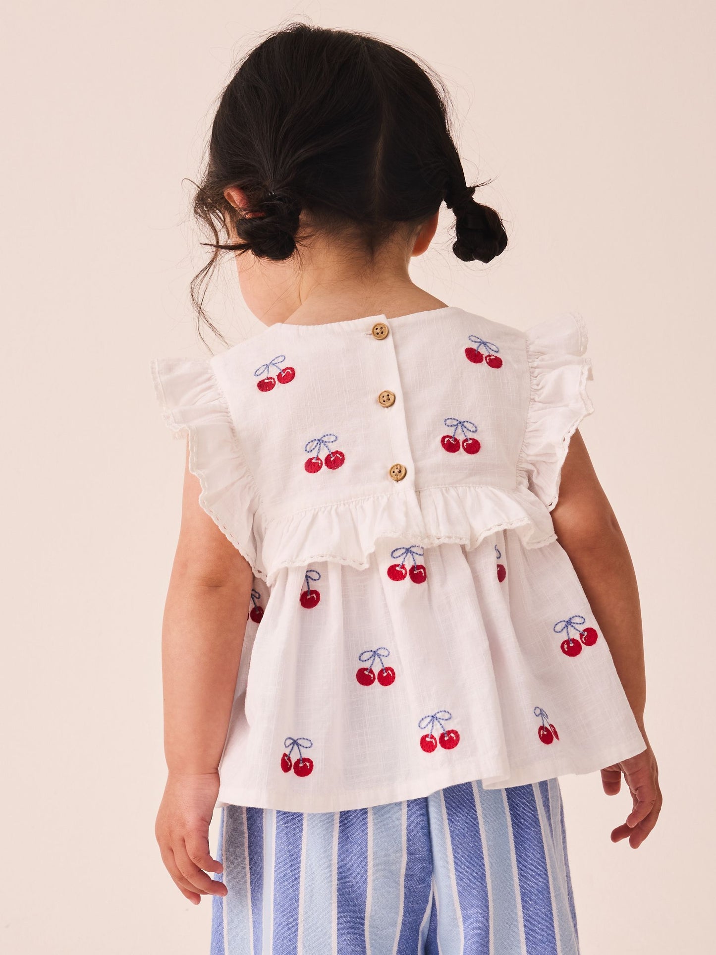 Blue Stripe & Red Cherries Trouser and Sleeveless Blouse Set (3mths-8yrs) image 3