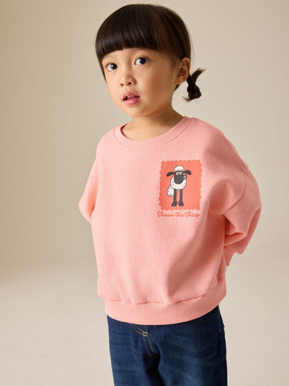 Coral Pink Shaun the Sheep Crew Neck Sweatshirt (9mths-7yrs) - image 2