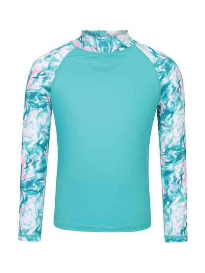 Mountain Warehouse Blue Long Sleeved Printed Kids Rash Vest image 1