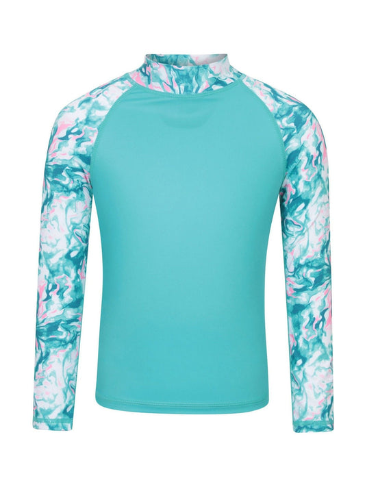 Mountain Warehouse Blue Long Sleeved Printed Kids Rash Vest image 1