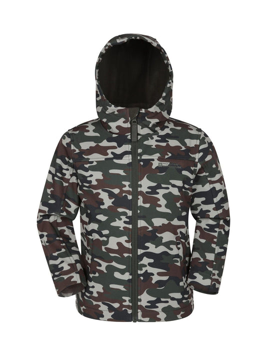 Dsiney Kidz - Mountain Warehouse Black Exodus Kids Printed Water-Resistant Softshell Jacket image 1