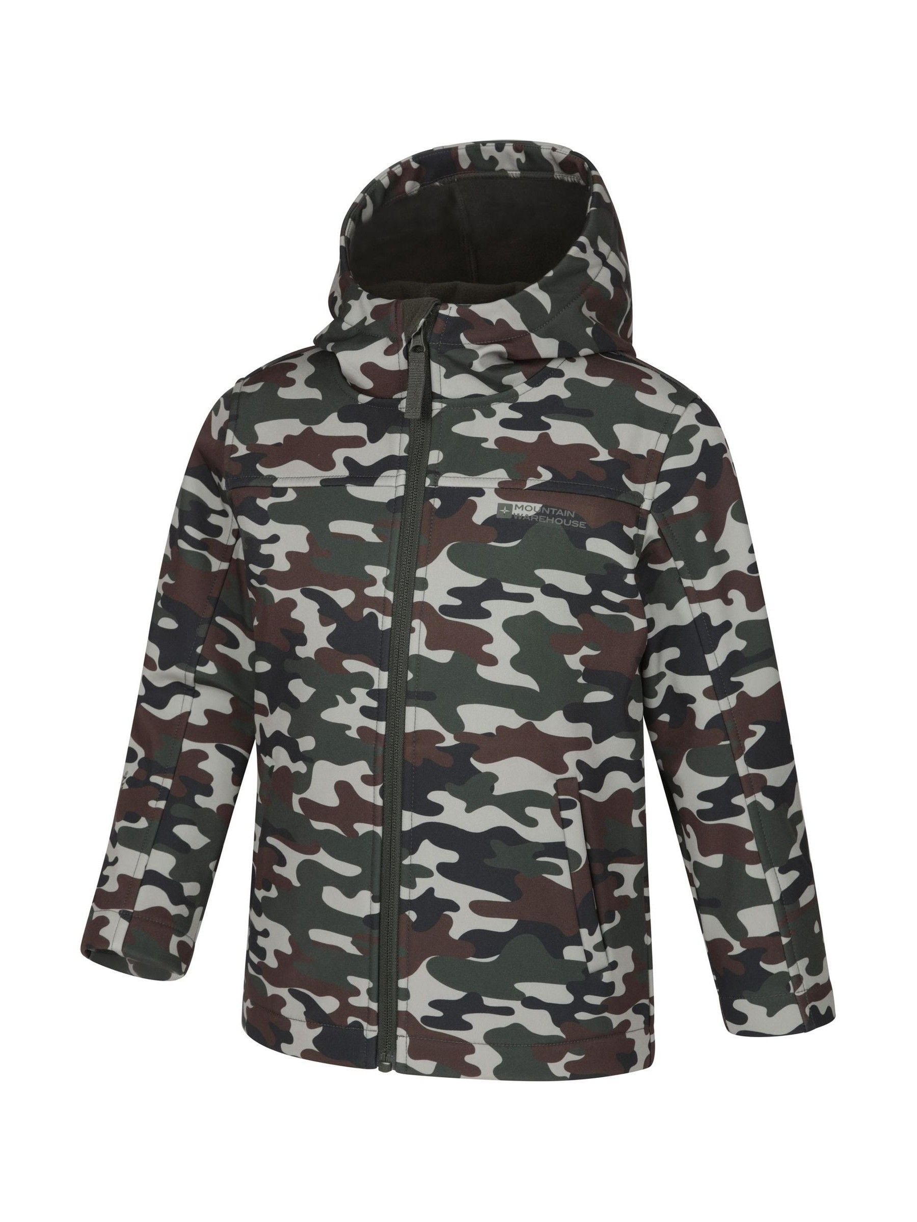 Dsiney Kidz - Mountain Warehouse Black Exodus Kids Printed Water-Resistant Softshell Jacket image 3