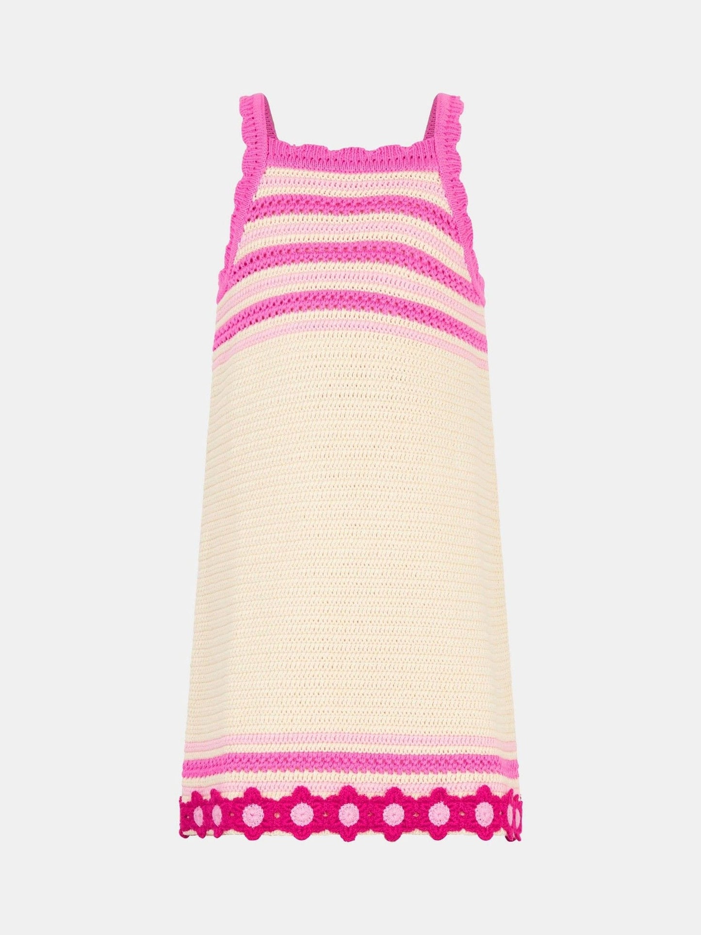 Angels By Accessorize Pink Flower Knit Crochet Dress image 1